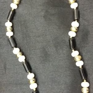 Vintage black and white bead necklace